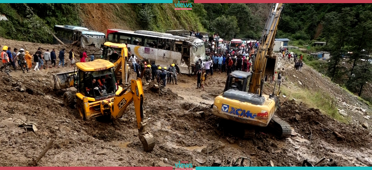 झ्याप्लेखोलाको पहिरोमा पुनः खोजी, काठमाडौं भित्रिने र बाहिरिने सवारीलाई आलोपालो