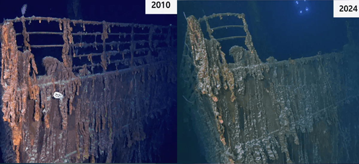 समुद्रको पिँधमा रहेको टाइटानिकको भग्नावशेषबारे नयाँ खुलासा, ध्वस्त हुँदैछ बहुचर्चित रेलिङ
