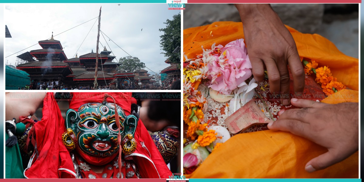 काठमाडौँमा इन्द्र ध्वजोत्थानसँगै सुरु भयो इन्द्रजात्रा (तस्वीरहरु)