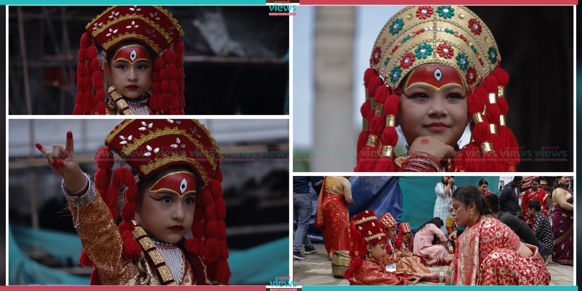 इन्द्रजात्राको दोस्रो दिन; हनुमानढोकामा सामुहिक कुमारी पूजा सम्पन्न (तस्वीरहरु)