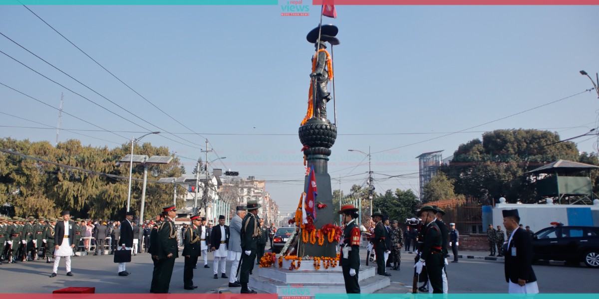 राष्ट्रपति पौडेलले गरे पृथ्वीनारायणको शालिकमा माल्यार्पण (फोटोफिचर)